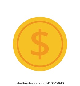 Coin vector icon, yellow gold money symbol. Flat vector illustration.