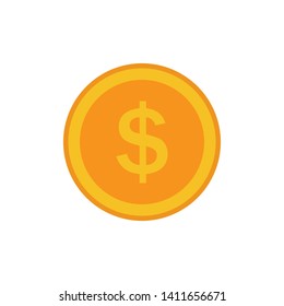 Coin vector icon, yellow gold money symbol. Flat vector illustration.