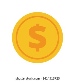 Coin vector icon, yellow gold money symbol. Flat vector illustration.