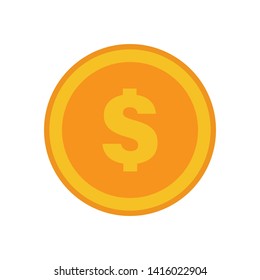 Coin vector icon, yellow gold money symbol. Flat vector illustration.