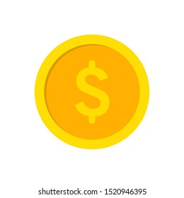 Coin vector icon. Yellow gold money symbol. Flat vector illustration. Dollar coin icon. Currency dollar symbol.