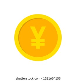 Coin vector icon. Yellow gold money symbol. Flat vector illustration. Yuan coin icon. Currency yuan symbol.