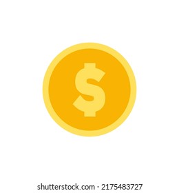 Coin vector icon, yellow gold money symbol.