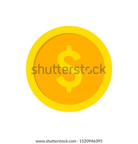 Coin vector icon. Yellow gold money symbol. Flat vector illustration. Dollar coin icon. Currency dollar symbol.