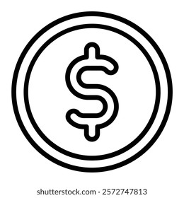 Coin Vector Line Icon Design