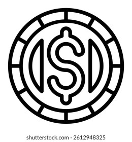 Coin Vector Line Icon Design