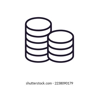 Coin vector line icon. Premium quality logo for web sites, design, online shops, companies, books, advertisements. Black outline pictogram isolated on white background 