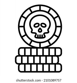 Coin Vector Outline Icon Isolated On White Background
 