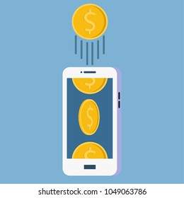 Coin up vector. phone vector. free space for text. wallpaper. background. business coin.