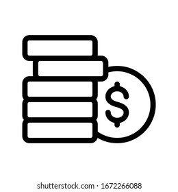 icono de línea delgada vectorial de monedas 