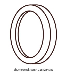 Coin videogame element cartoon in black and white