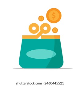  Coin and wallet design, Money finance commerce market payment invest Vector illustration.Flat design.