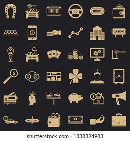 Coin in wallet icons set. Simple style of 36 coin in wallet vector icons for web for any design