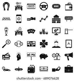Coin in wallet icons set. Simple style of 36 coin in wallet vector icons for web isolated on white background