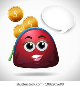 A Coin Wallet with Speech bubble illustration