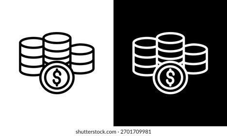 Coin White Icon Set Design