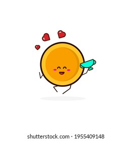 Coin win cute character illustration