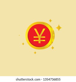 coin yen with gold color.