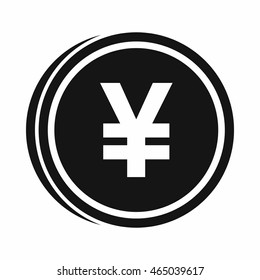Coin yen icon in simple style isolated on white background. Monetary currency symbol