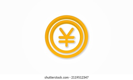 coin yen, money, finance, currency realistic icon. 3d vector illustration. Isolated line color pictogram. Transparent shadows