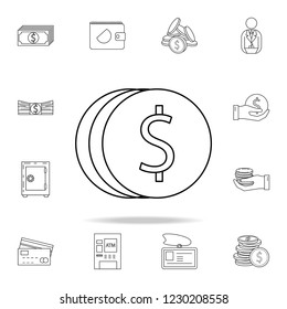 coinage icon. Outline set of banking icons. Premium quality graphic design icon. One of the collection icons for websites, web design, mobile app