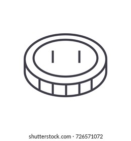 coin,cent vector line icon, sign, illustration on background, editable strokes