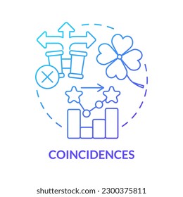 Coincidences blue gradient concept icon. Accidental results cons. Causal research disadvantage abstract idea thin line illustration. Isolated outline drawing. Myriad Pro-Bold font used
