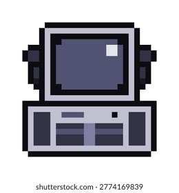 Coin-op Karaoke Box with Two Microphone, Pixel Art Icon, Isolated