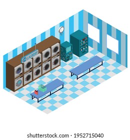 Coin-operated washing and drying machines Isometric view