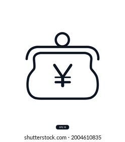 coin-pouch-yuan Icons. e-commerce icon. Сollection of Web and App icons for an online store, delivery, payment, shopping cart, Online Shopping. vector eps 10