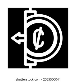 vector de icono de glifo de aceptación de monedas. signo de aceptación de monedas. símbolo de contorno aislado ilustración negra