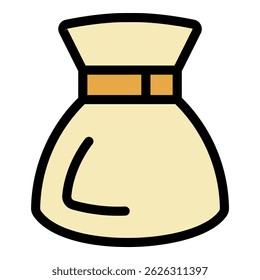 Coins bag icon. Outline coins bag vector icon color flat isolated