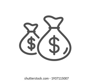 Coins bags line icon. Cash money sign. Vector