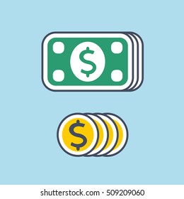 Coins and banknotes icon.