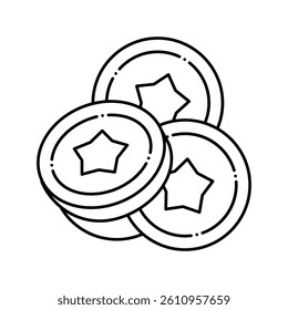 coins for betting in financial game app line icon vector. coins for betting in financial game app sign. isolated contour symbol black illustration