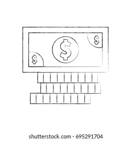 coins and bill money isolated icon