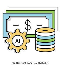Coins and Bills Currency Ai Vector Icon Design