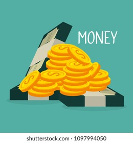 coins and bills dollars money