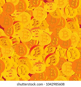 Coins with Bitcoin Symbols Seamless Pattern