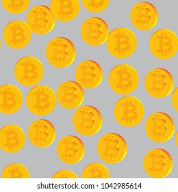 Coins with Bitcoin Symbols Seamless Pattern