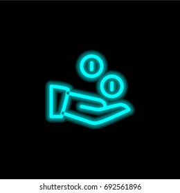 Coins blue glowing neon ui ux icon. Glowing sign logo vector