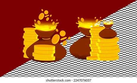 coins in a bundle with piles of gold coins