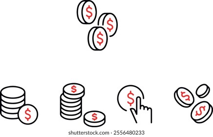 coins business icons vector design 