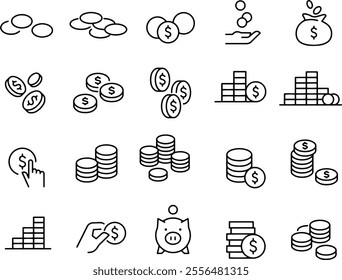 coins business icons vector design