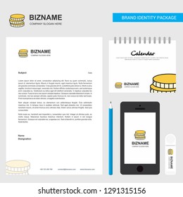Coins  Business Letterhead, Calendar 2019 and Mobile app design vector template