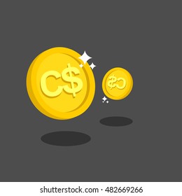 Coins of Canadian dollar. Vector illustration eps.10