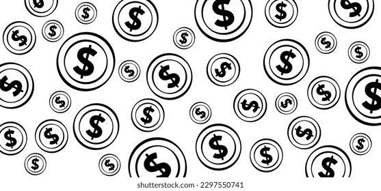 Coins, Cartoon bundle usa paper money icon. Vector dollar, money notes or money bill. Bills for cash coin and currency. Banknotes, banking finance investment. America, vs, portrait, profile picture.
