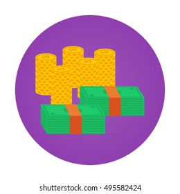 Coins cash flat vector icon that shows concept such as deposit, rich, savings, earnings, for your personal or commercial project