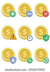 Coins Cash Money Mobile Payment Set