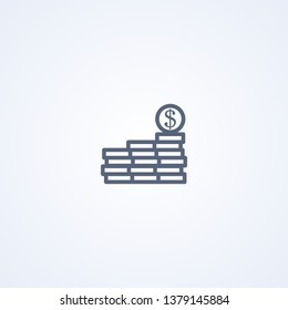 Coins, cent, vector best gray line icon on white background, EPS 10